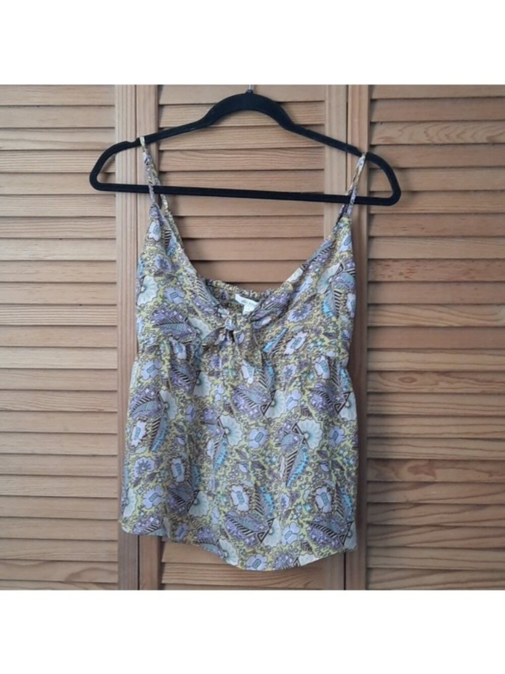 Ella Moss NWT Yellow Brown Blue Floral Print Adjustable Spaghetti Strap Top S - Picture 1 of 11